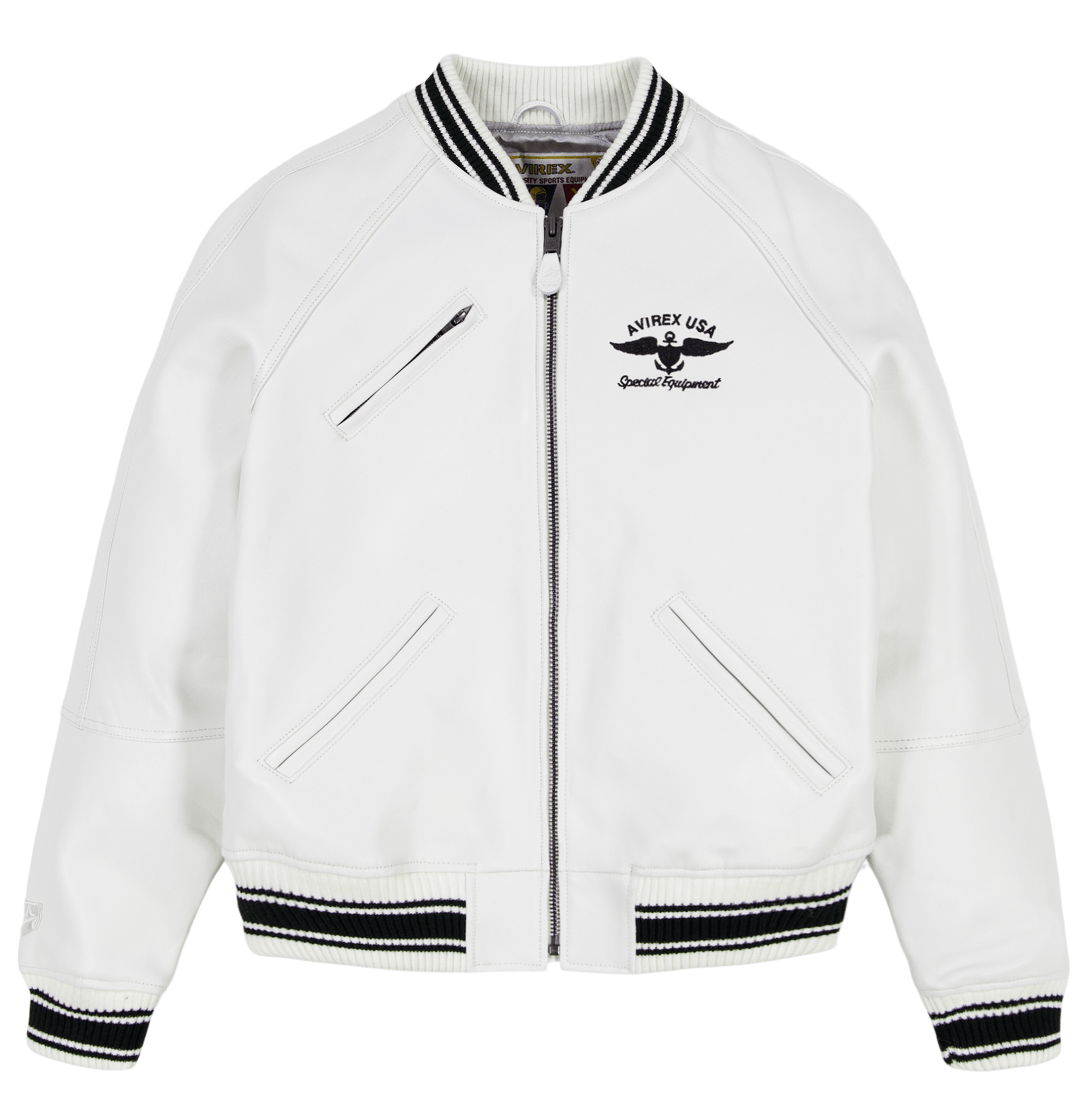 【Chikashitsu +】leather stadium jacket Chikashitsu + eco leather stadium jacket