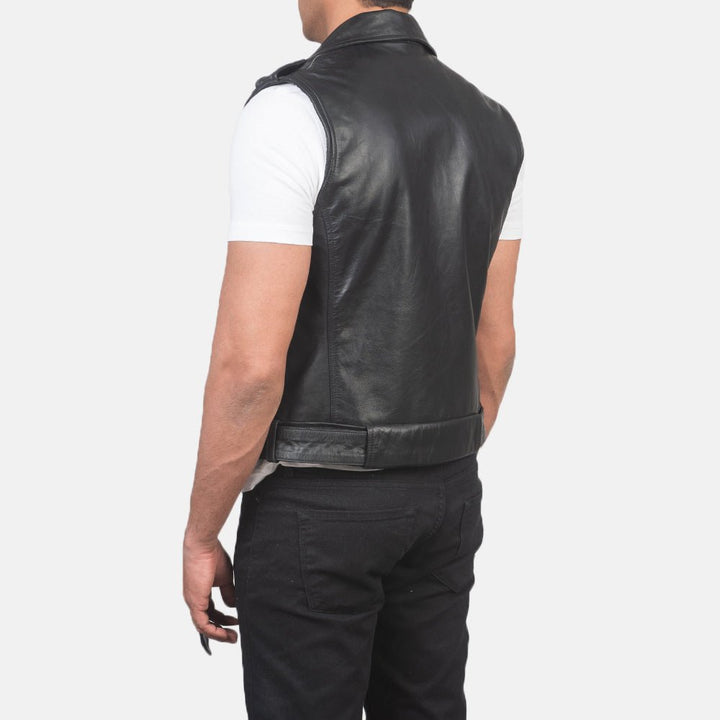 Sullivan Black Leather Biker Vest - Rare Leather