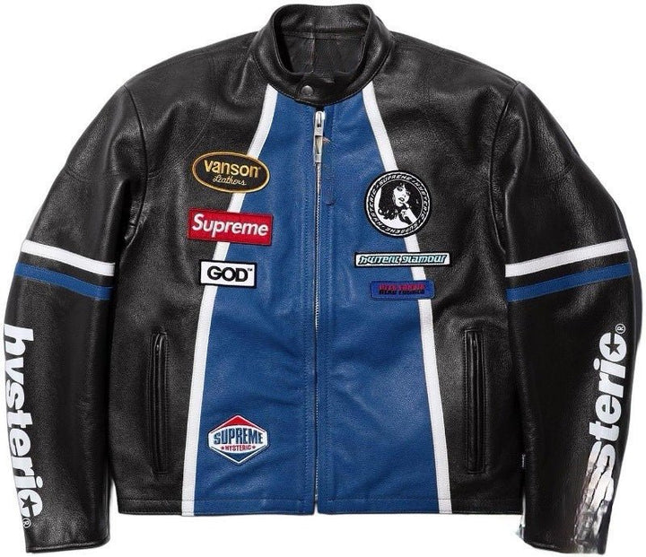 Supreme Blue Leather Vintage Racing Jacket - Rare Leather Order Now !!
