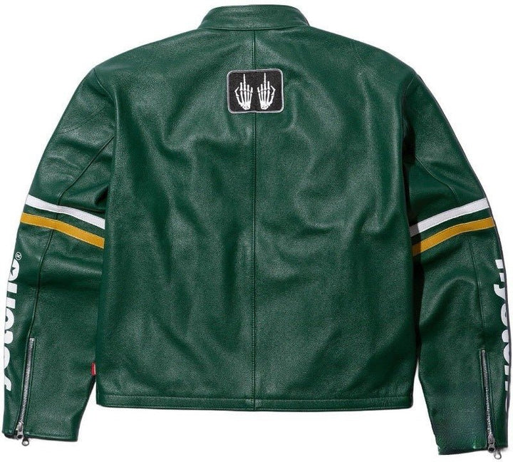 Supreme Green Leather Vintage Racing Jacket - Rare Leather Order Now !!