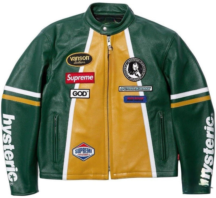 Supreme Green Leather Vintage Racing Jacket - Rare Leather Order Now !!