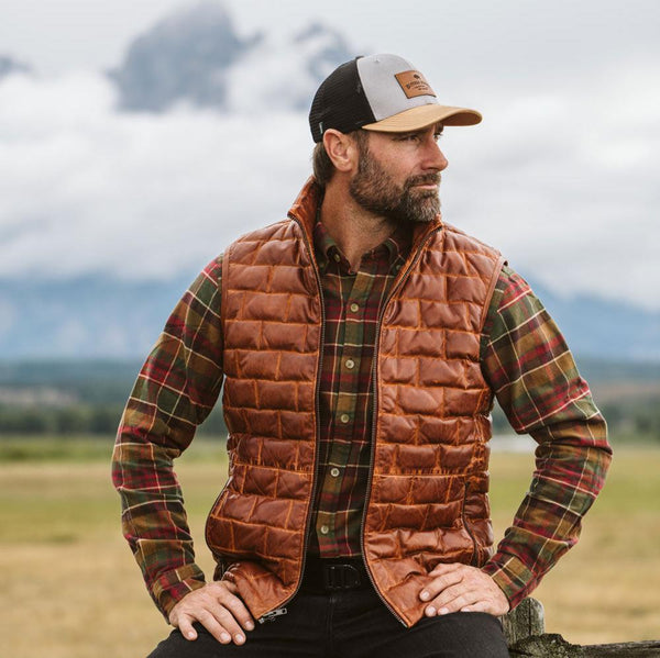 Teton Leather Light Down Vest - Rare Leather