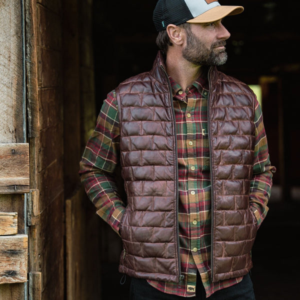 Teton Leather Light Down Vest - Rare Leather