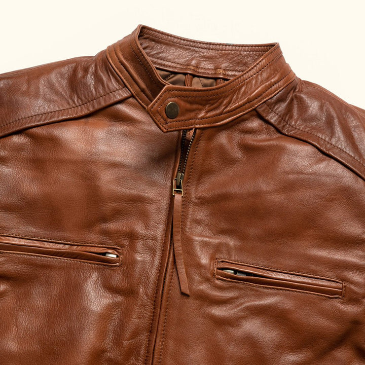 Thompson Leather Moto Jacket | Whiskey Brown - Rare Leather