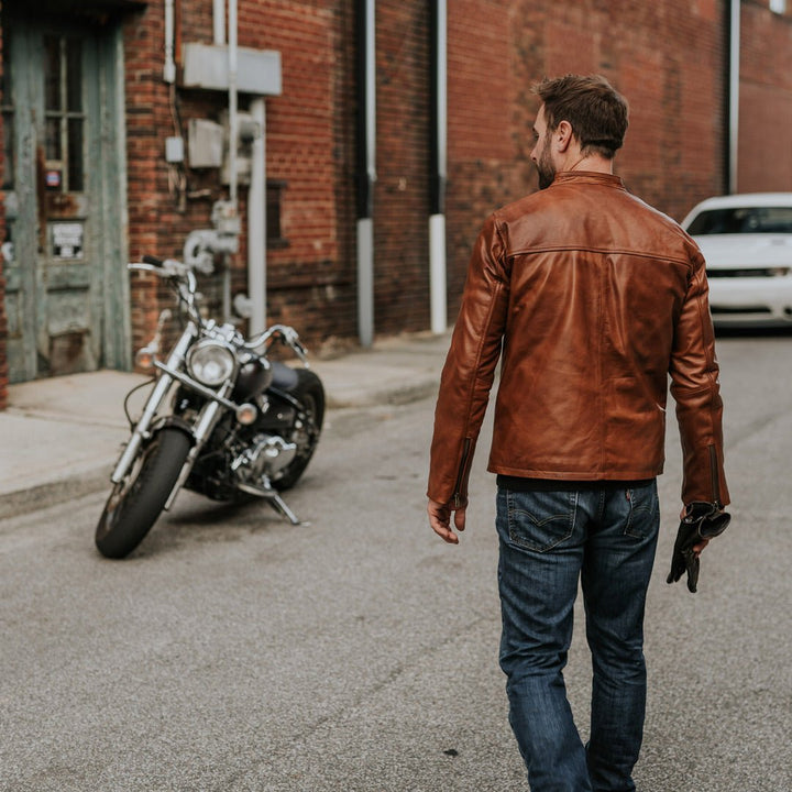 Thompson Leather Moto Jacket | Whiskey Brown - Rare Leather