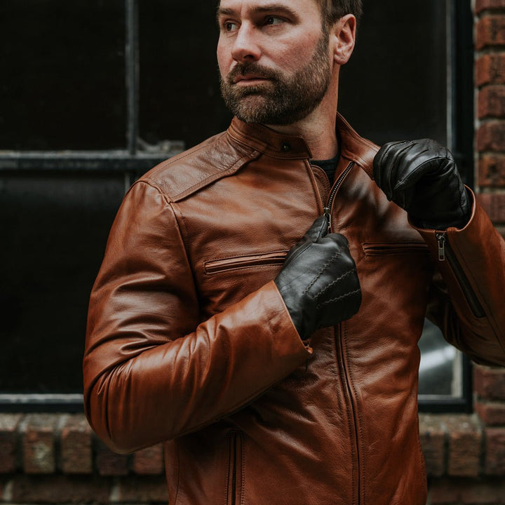 Thompson Leather Moto Jacket | Whiskey Brown - Rare Leather