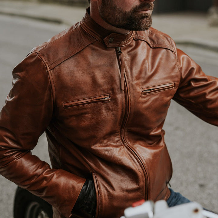 Thompson Leather Moto Jacket | Whiskey Brown - Rare Leather