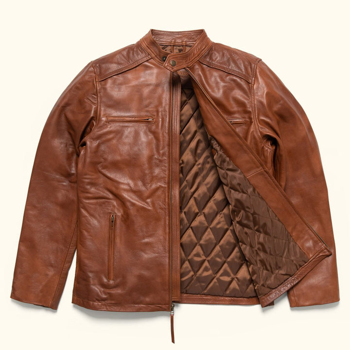 Thompson Leather Moto Jacket | Whiskey Brown - Rare Leather