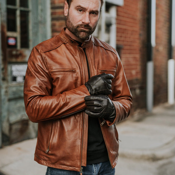 Thompson Leather Moto Jacket | Whiskey Brown - Rare Leather