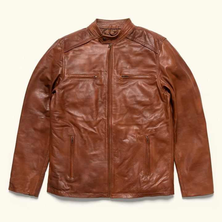 Thompson Leather Moto Jacket | Whiskey Brown - Rare Leather
