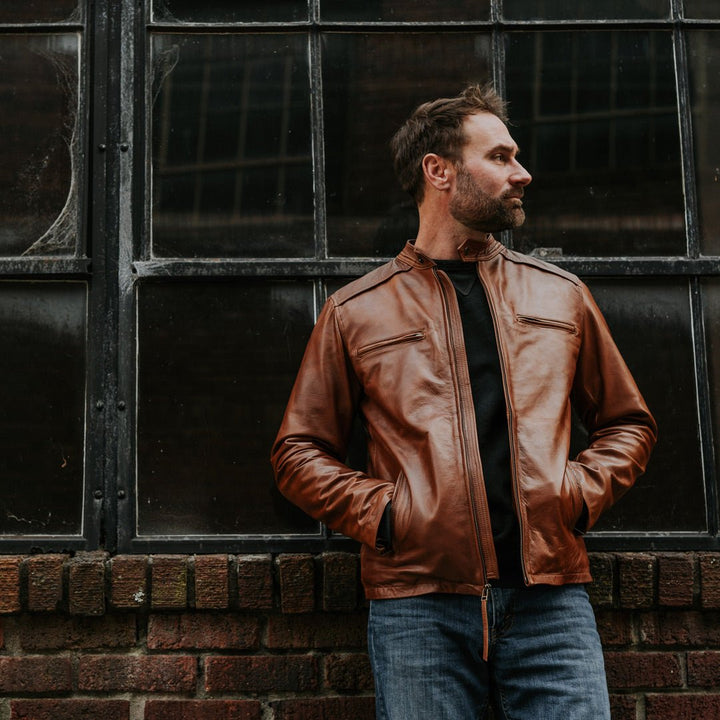 Thompson Leather Moto Jacket | Whiskey Brown - Rare Leather