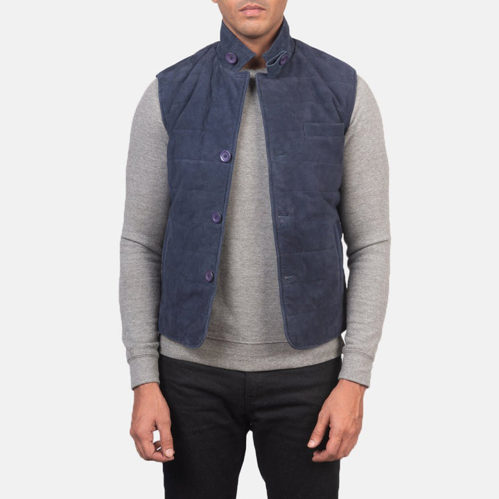 Tony Blue Suede Vest - Rare Leather