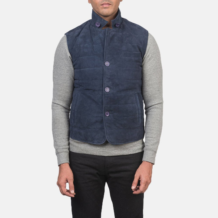 Tony Blue Suede Vest - Rare Leather