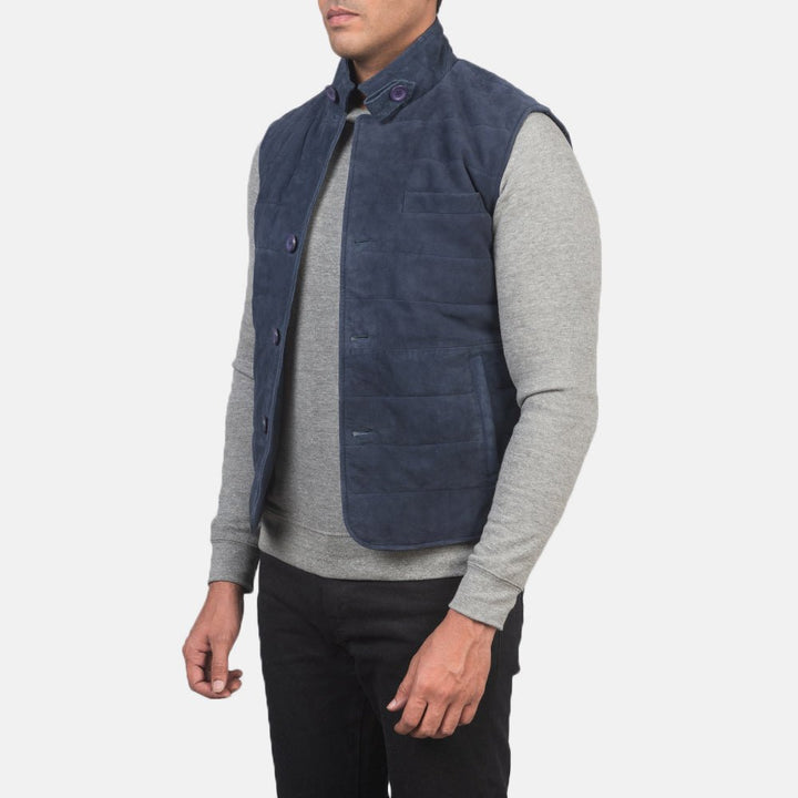Tony Blue Suede Vest - Rare Leather