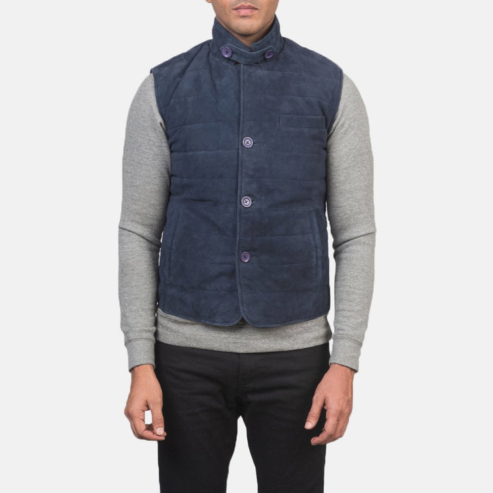 Tony Blue Suede Vest - Rare Leather