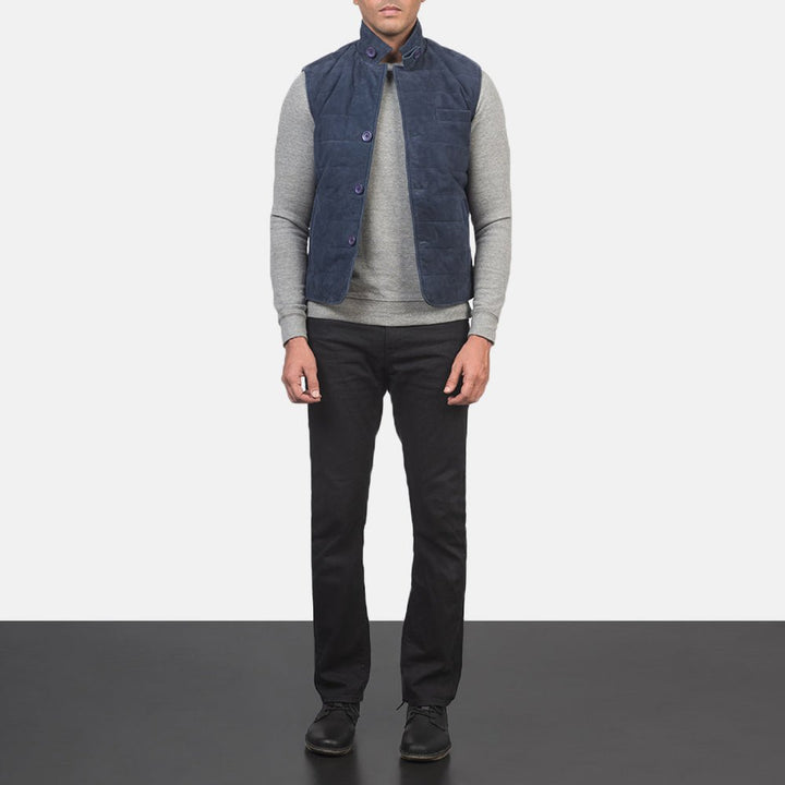 Tony Blue Suede Vest - Rare Leather