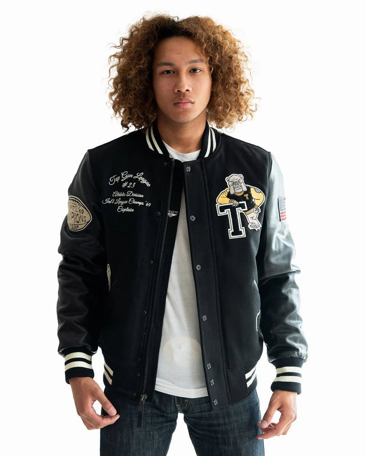 Top Gun Bulldog Varsity Jacket - Rare Leather