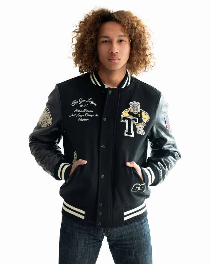 Top Gun Bulldog Varsity Jacket - Rare Leather