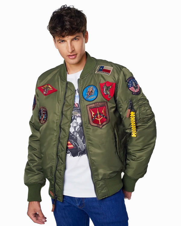TOP GUN MA - 1 NYLON BOMBER JACKET WITH PATCHES - Rare Leather