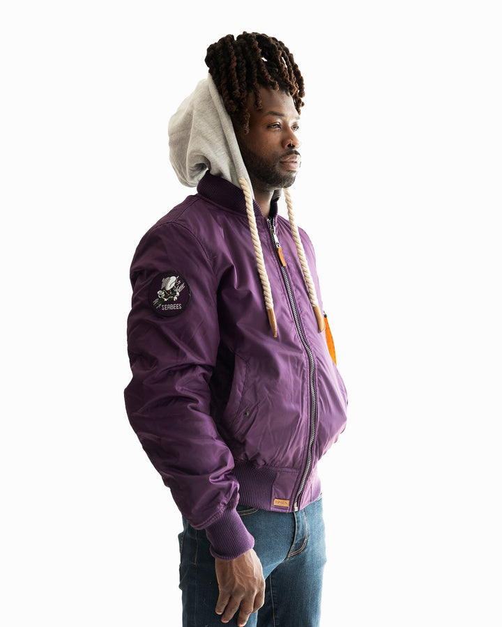 TOP GUN MA - 1 NYLON BOMBER JACKET WITH REMOVABLE HOODIE (LIMITED EDITION) - Rare Leather
