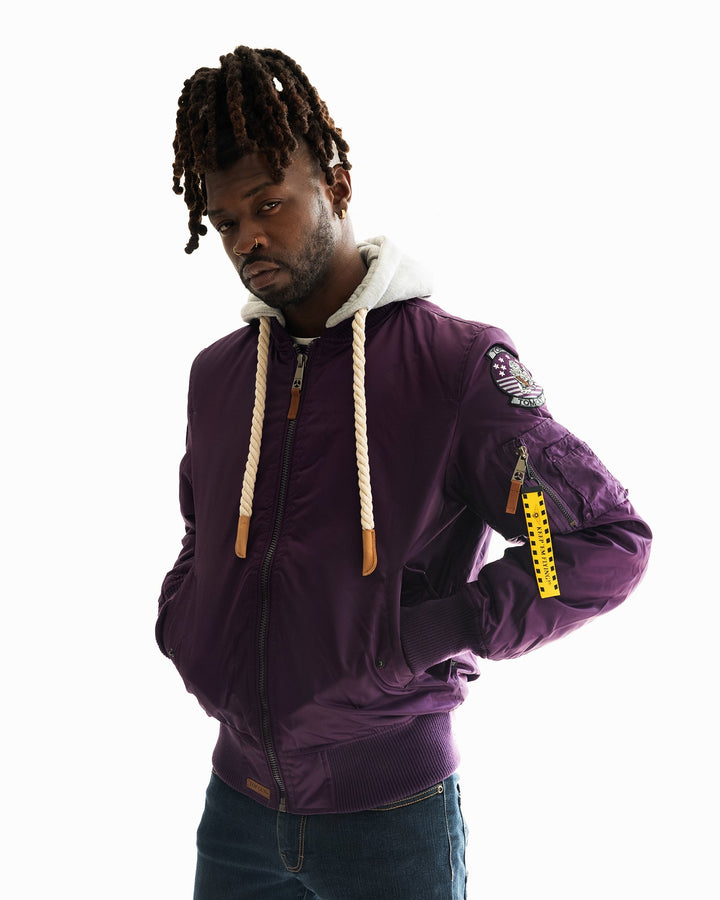 TOP GUN MA - 1 NYLON BOMBER JACKET WITH REMOVABLE HOODIE (LIMITED EDITION) - Rare Leather