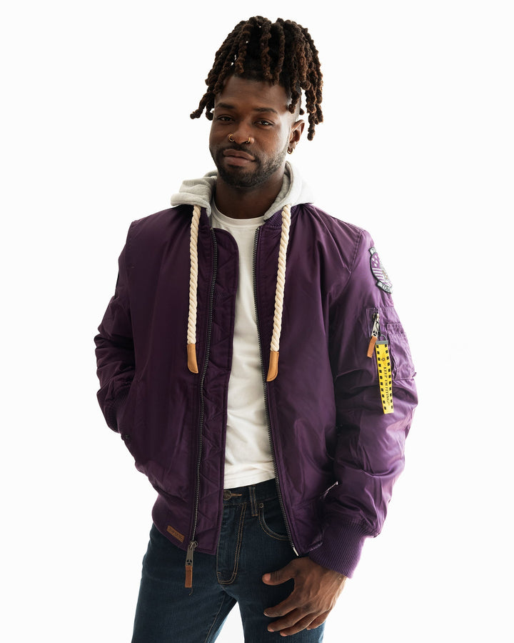 TOP GUN MA - 1 NYLON BOMBER JACKET WITH REMOVABLE HOODIE (LIMITED EDITION) - Rare Leather