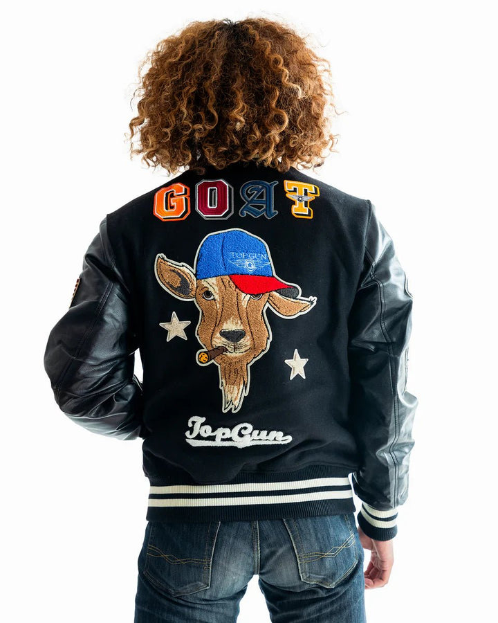 Top Gun Men’s Goat Varsity Jacket - Rare Leather