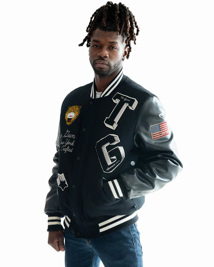 TOP GUN MEN'S TIGER VARSITY JACKET - Rare Leather