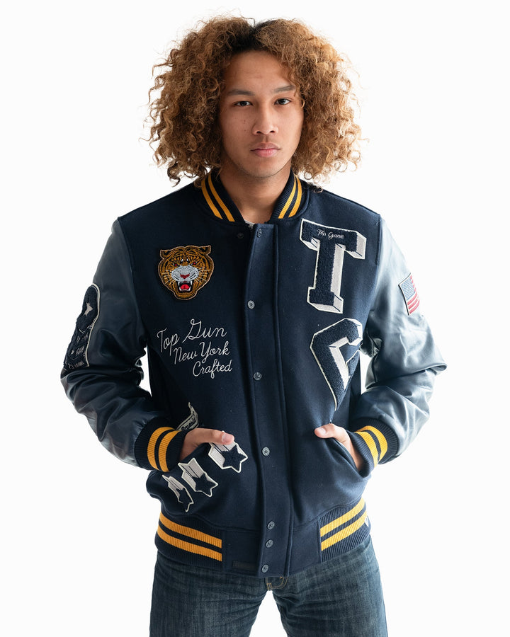 TOP GUN MEN'S "TIGER" VARSITY JACKET - Rare Leather