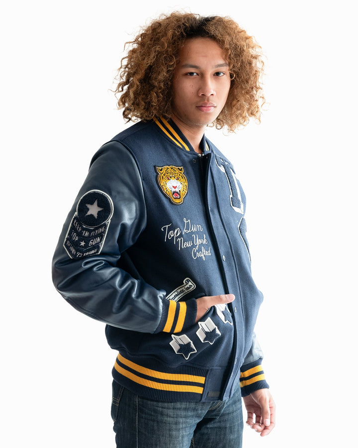 TOP GUN MEN'S "TIGER" VARSITY JACKET - Rare Leather