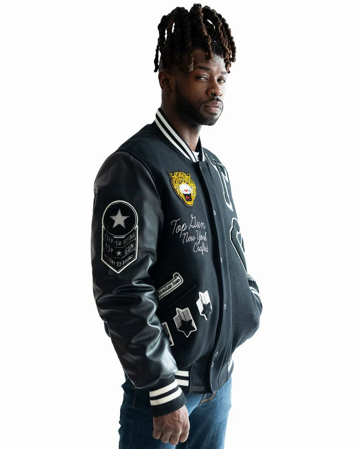 TOP GUN MEN'S TIGER VARSITY JACKET - Rare Leather