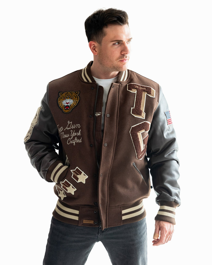 TOP GUN MEN'S "TIGER" VARSITY JACKET - Rare Leather