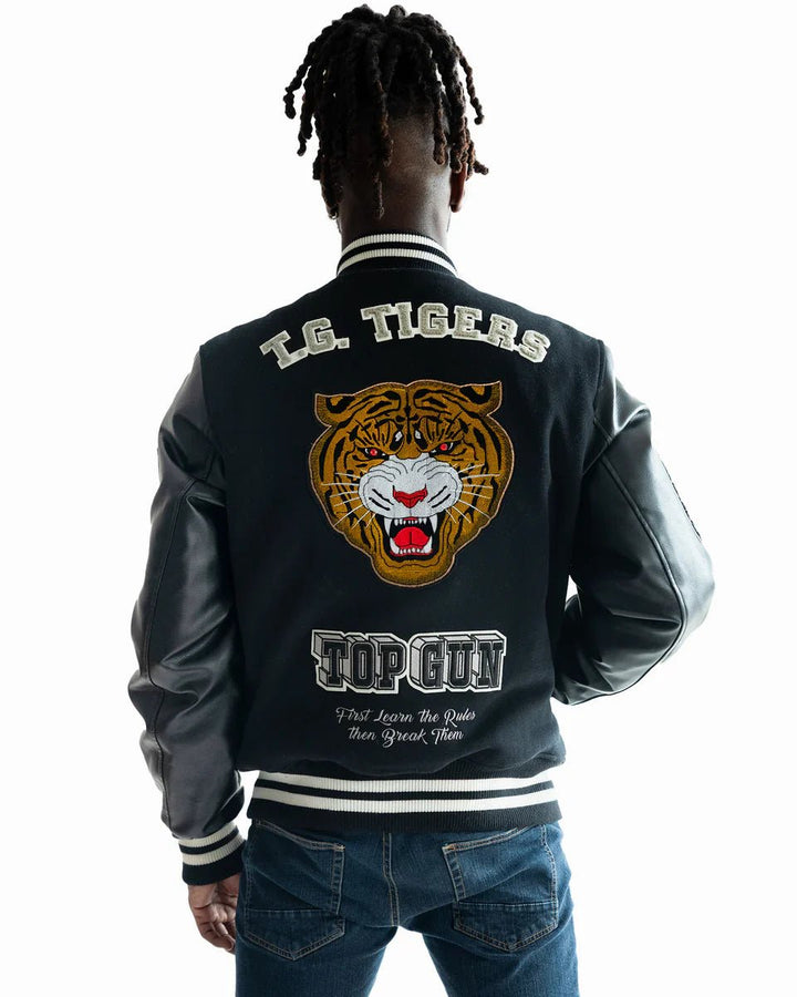 TOP GUN MEN'S TIGER VARSITY JACKET - Rare Leather