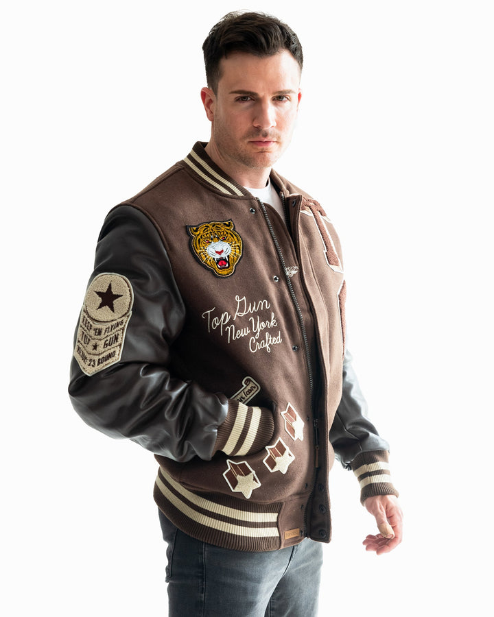 TOP GUN MEN'S "TIGER" VARSITY JACKET - Rare Leather