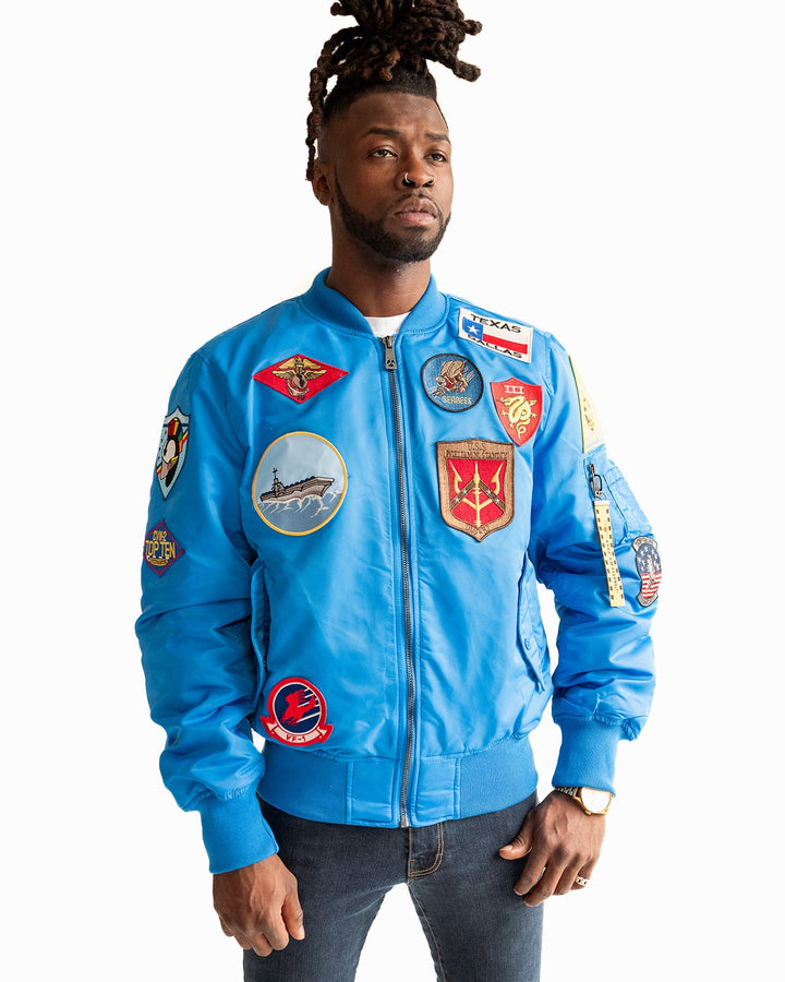 TOP GUN "OFFICIAL PATCHES" MA - 1 NYLON BOMBER - Rare Leather