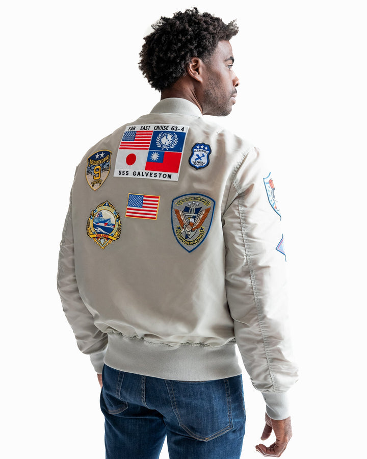 TOP GUN "OFFICIAL PATCHES" MA - 1 NYLON BOMBER - Rare Leather