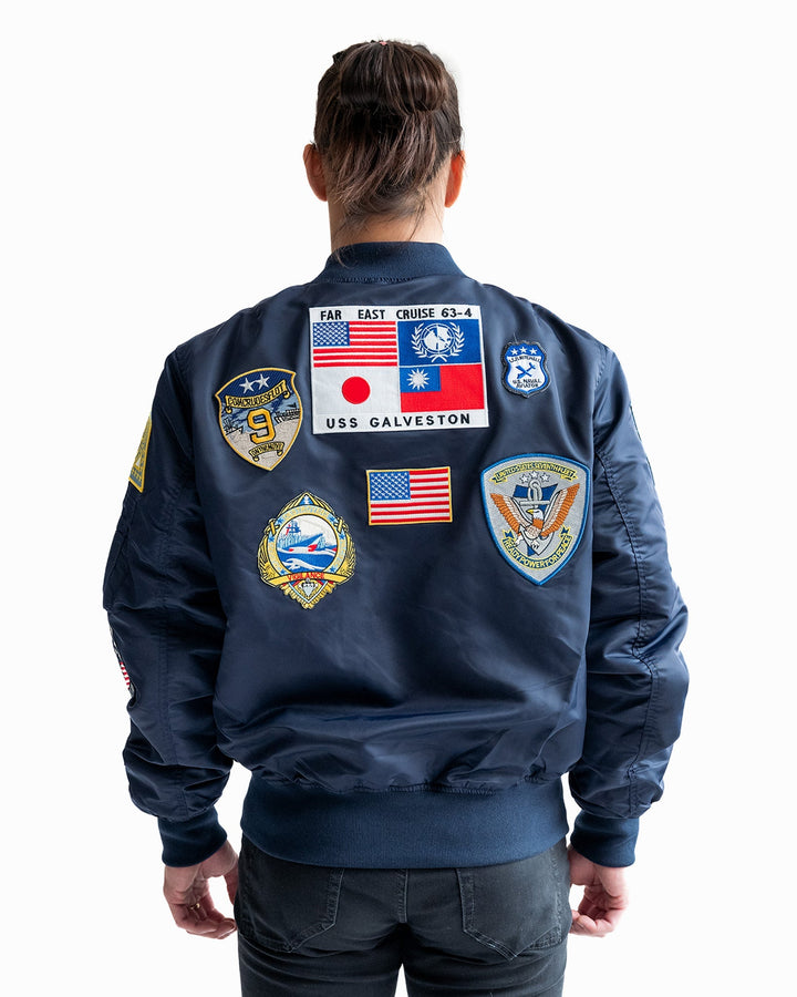 TOP GUN "OFFICIAL PATCHES" MA - 1 NYLON BOMBER - Rare Leather