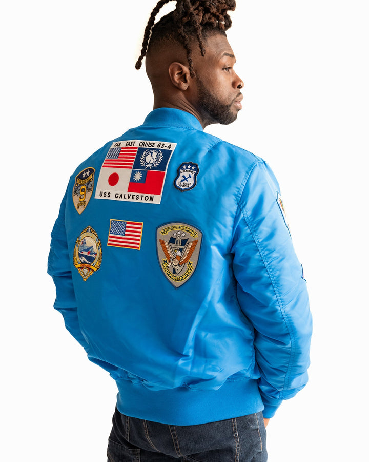 TOP GUN "OFFICIAL PATCHES" MA - 1 NYLON BOMBER - Rare Leather