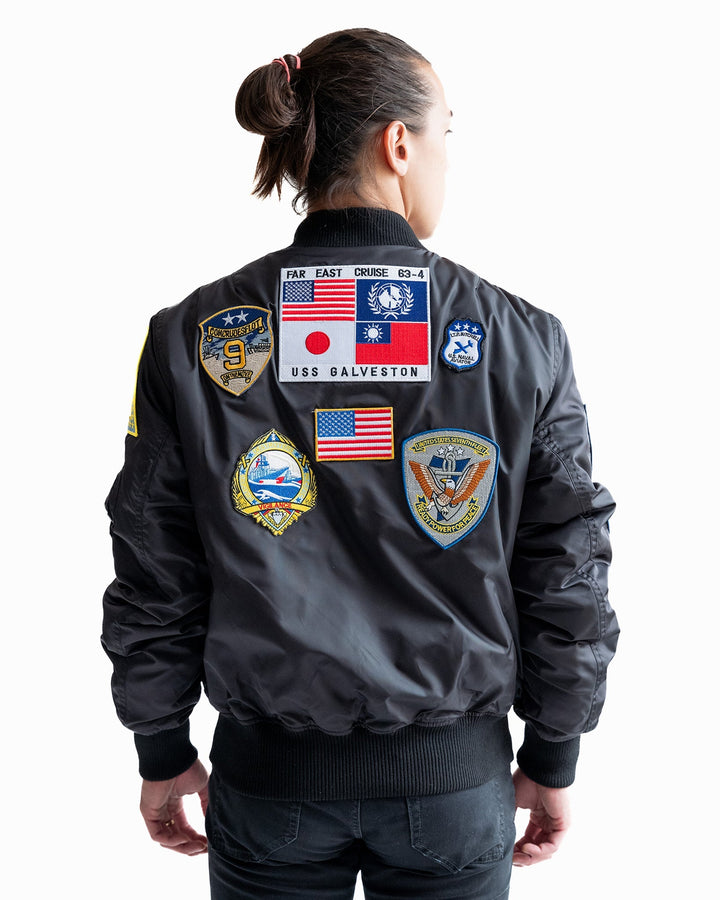 TOP GUN "OFFICIAL PATCHES" MA - 1 NYLON BOMBER - Rare Leather
