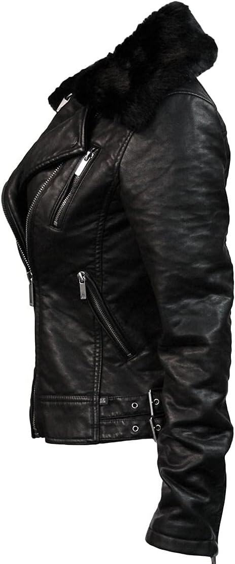 Top Gun Women’s Textured Vegan Leather Motorcycle Jacket - Rare Leather