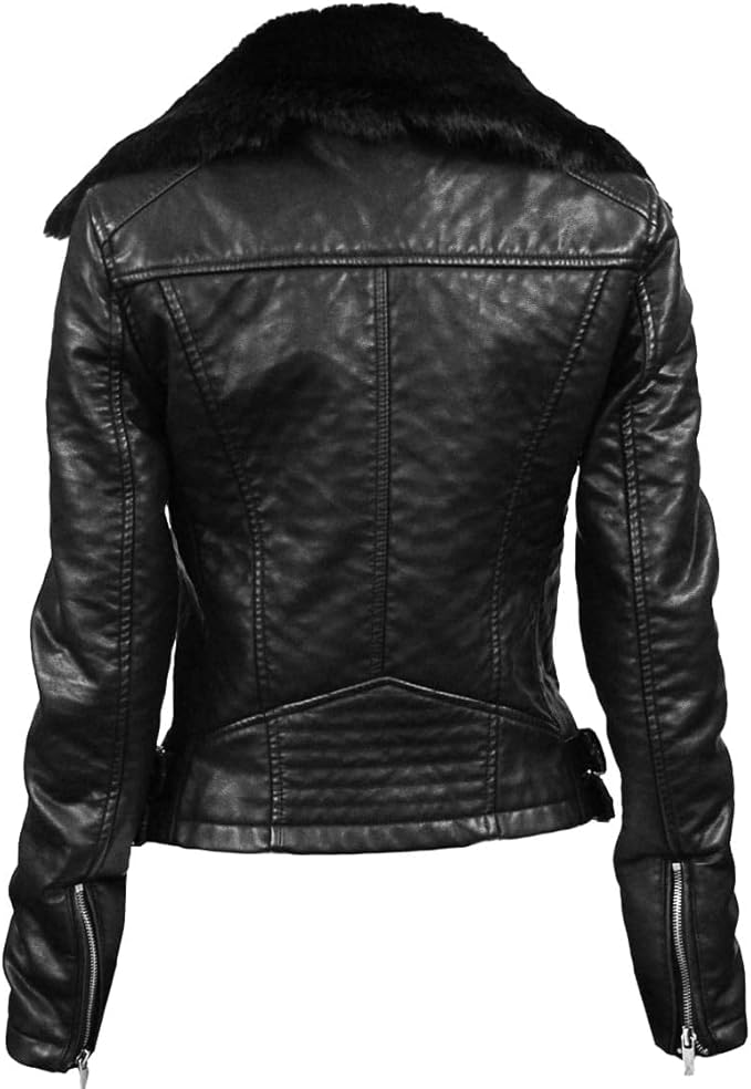 Top Gun Women’s Textured Vegan Leather Motorcycle Jacket - Rare Leather