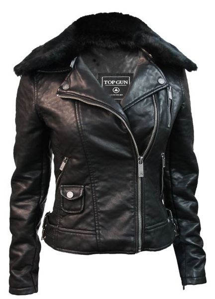 Top Gun Women’s Textured Vegan Leather Motorcycle Jacket - Rare Leather