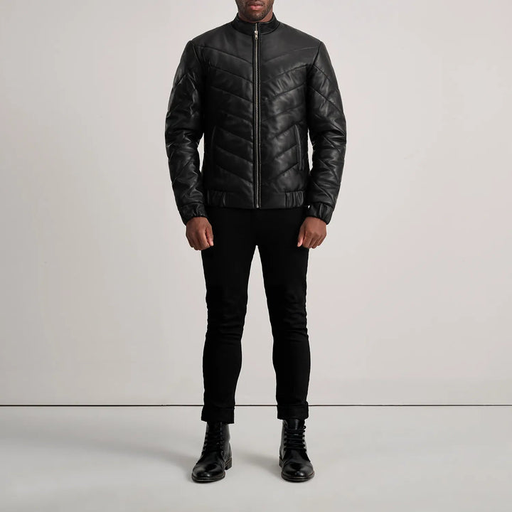 Travis Black Leather Puffer Jacket - Rare Leather