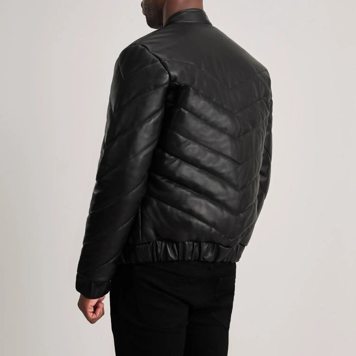 Travis Black Leather Puffer Jacket - Rare Leather