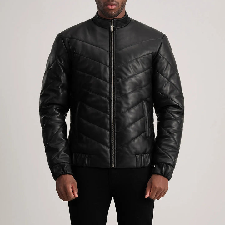 Travis Black Leather Puffer Jacket - Rare Leather