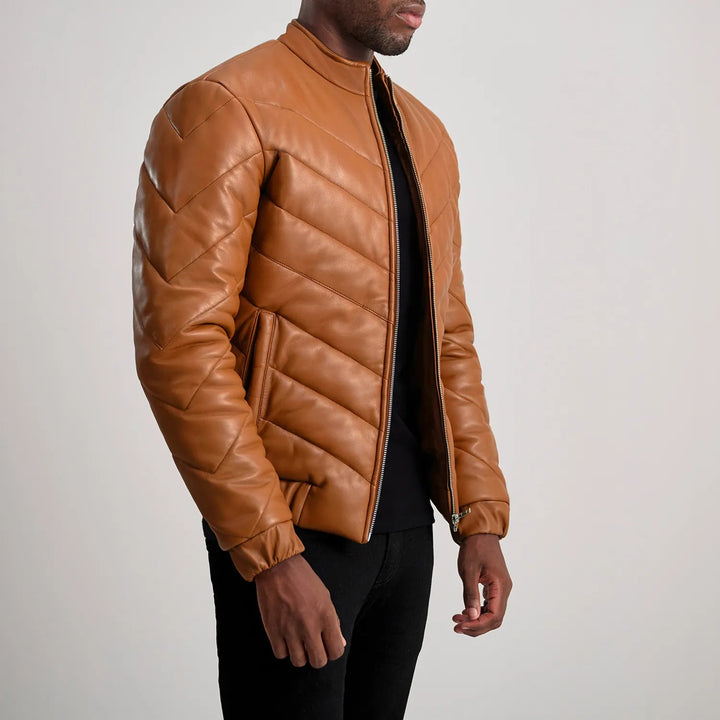 Travis Tan Leather Puffer Jacket - Rare Leather