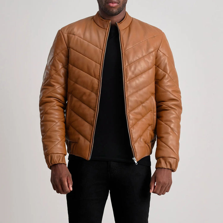 Travis Tan Leather Puffer Jacket - Rare Leather