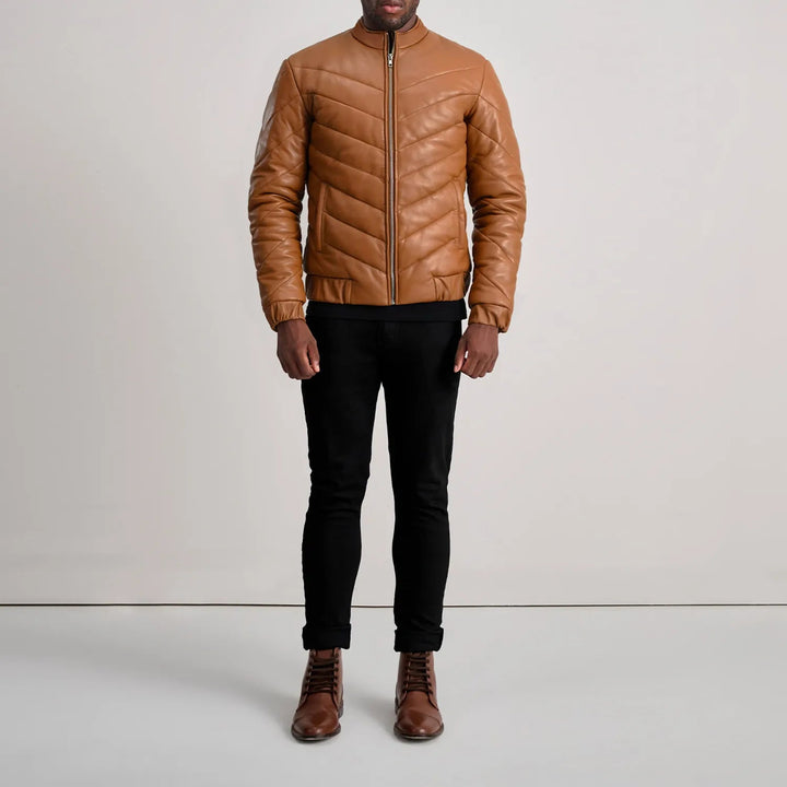 Travis Tan Leather Puffer Jacket - Rare Leather