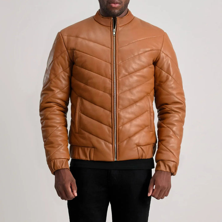 Travis Tan Leather Puffer Jacket - Rare Leather