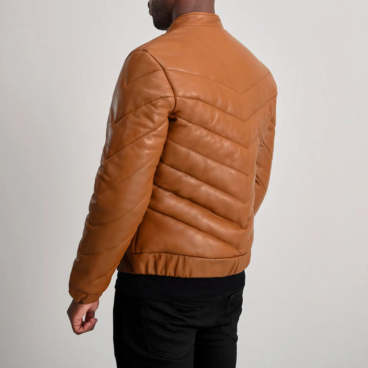 Travis Tan Leather Puffer Jacket - Rare Leather